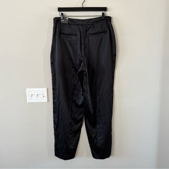 NWT! Express Dressy High Waisted Satin Straight Pants with Slit at the Ankle - Picture 3 of 10